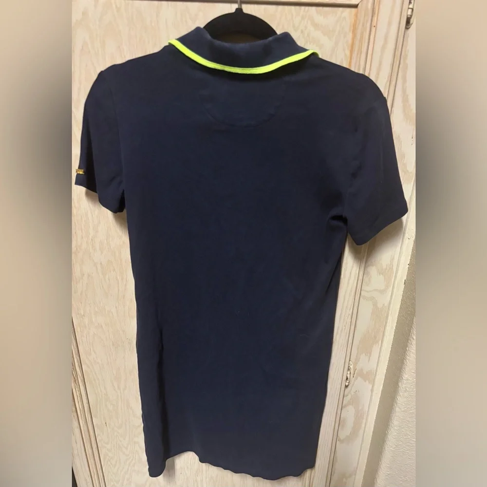Calvin Klein Women’s Blue Polo Dress with Neon‎ Green Sz M